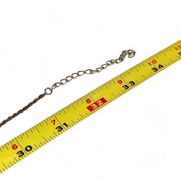 Vintage Necklace Gold Tone Chain & 3 Enamel & Gold Leaf Pendants 31" - Picture 7 of 7